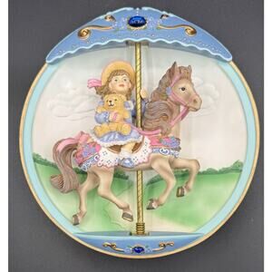 Girl on Carousel Horse Musical 3 D plate Bradford Exchange works Well WITH SOUND